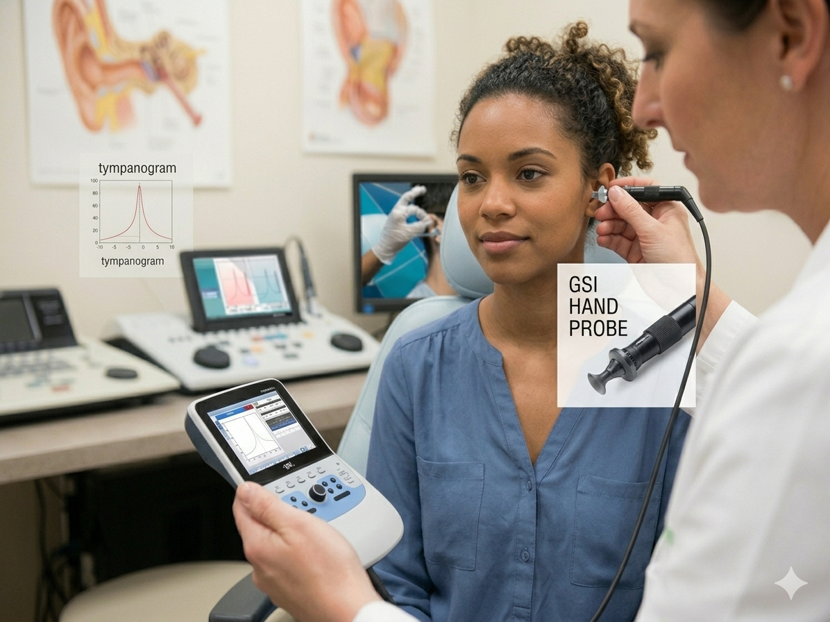 Middle ear pressure and tympanometry style hearing assessment