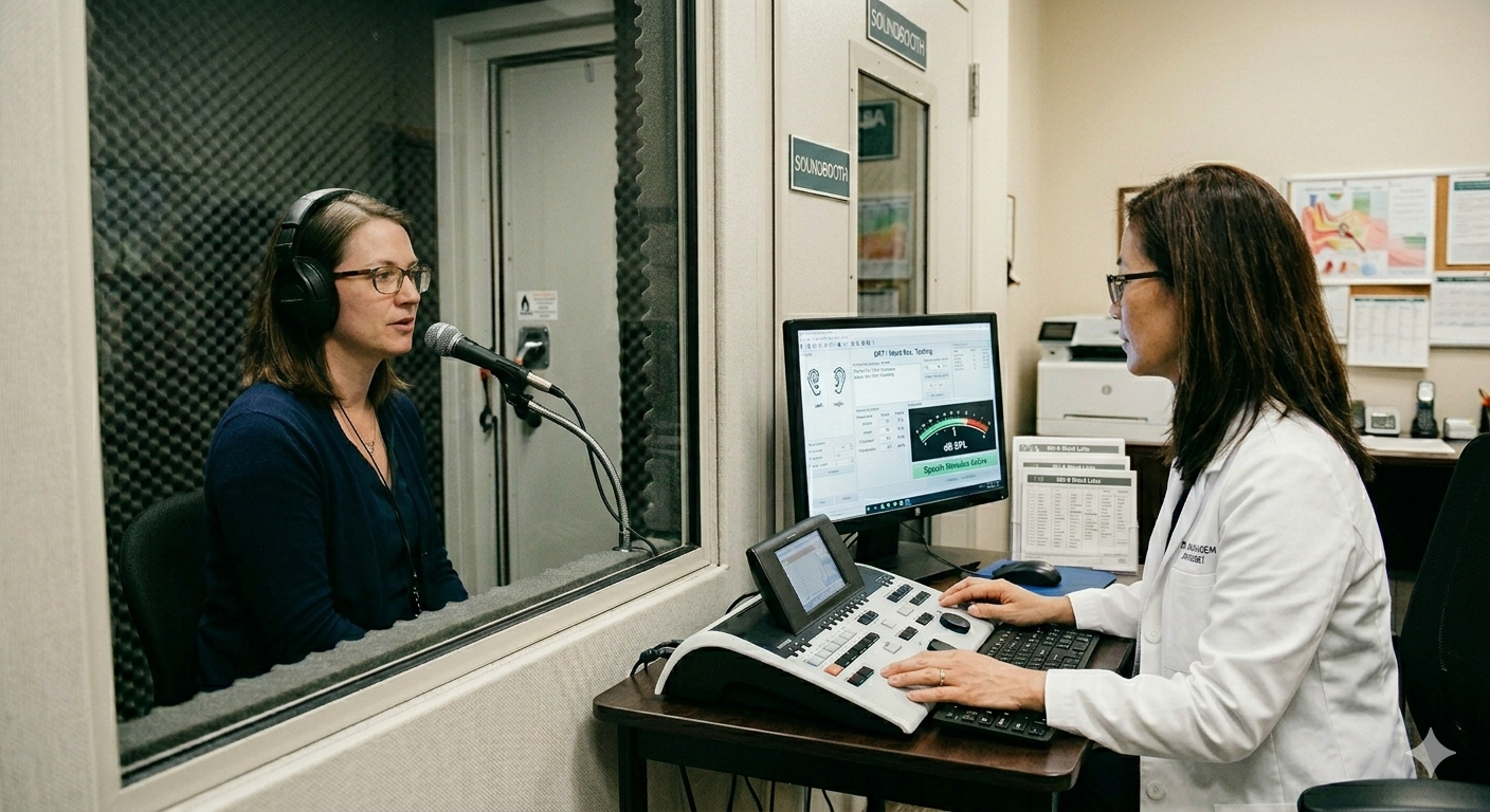 Speech audiometry and speech in noise test setup
